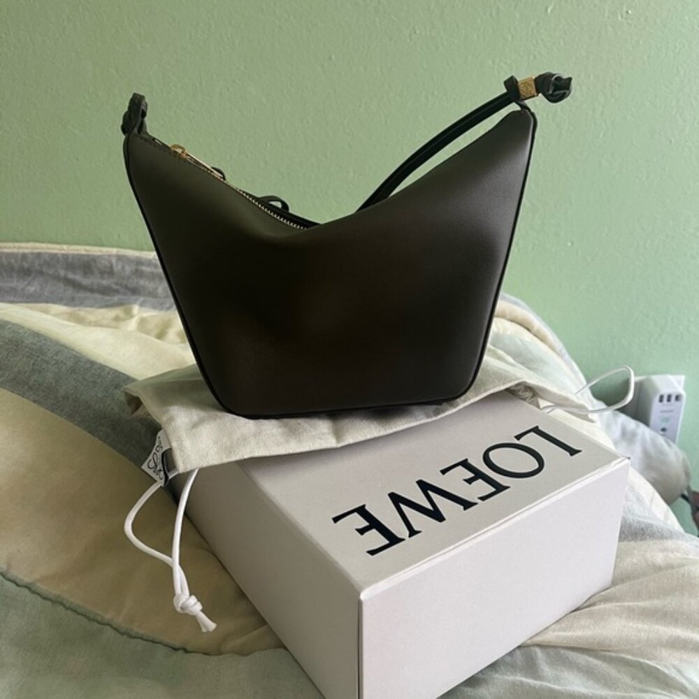 Loewe Dark Khaki Leather Shoulder Bag